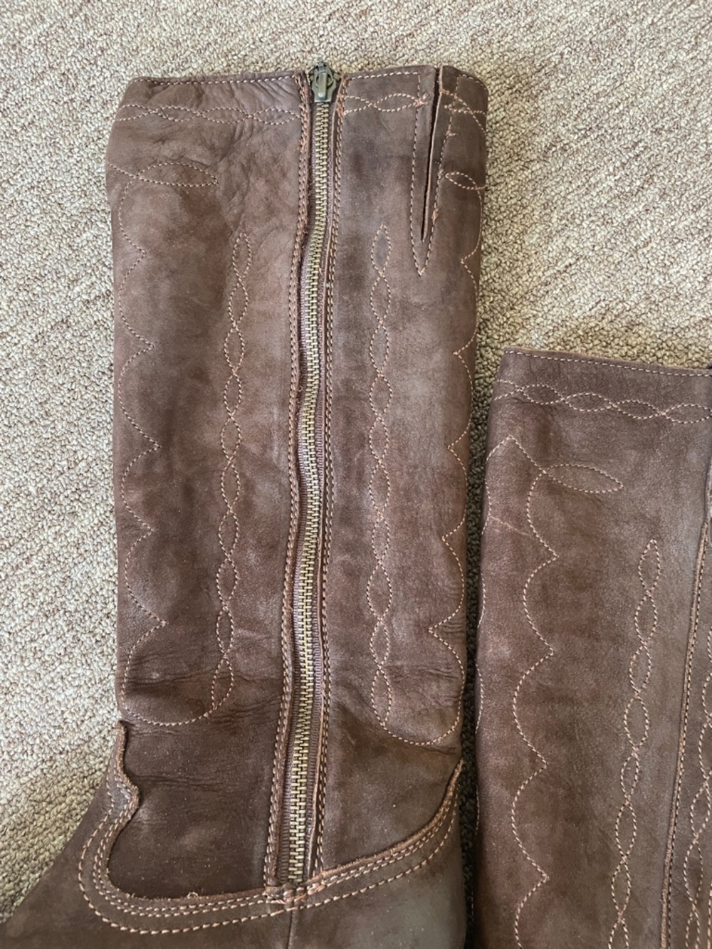 LIBERTY Black Women's Dark Brown Suede Western Knee-High Boot - Picture 5 of 11